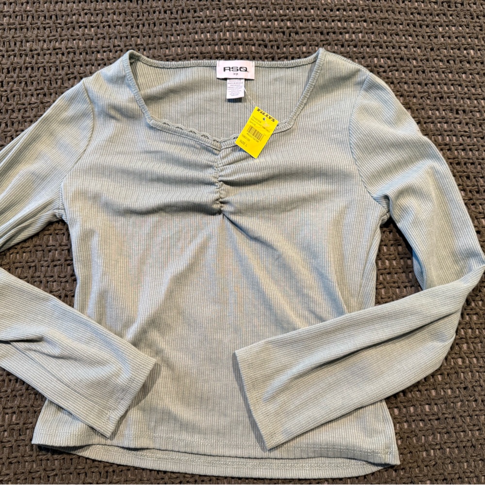 RSQ Ribbed Gray Top